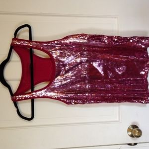 DKNY Jeans Hot Pink Sequined Racer Back Tank Size Medium NWT